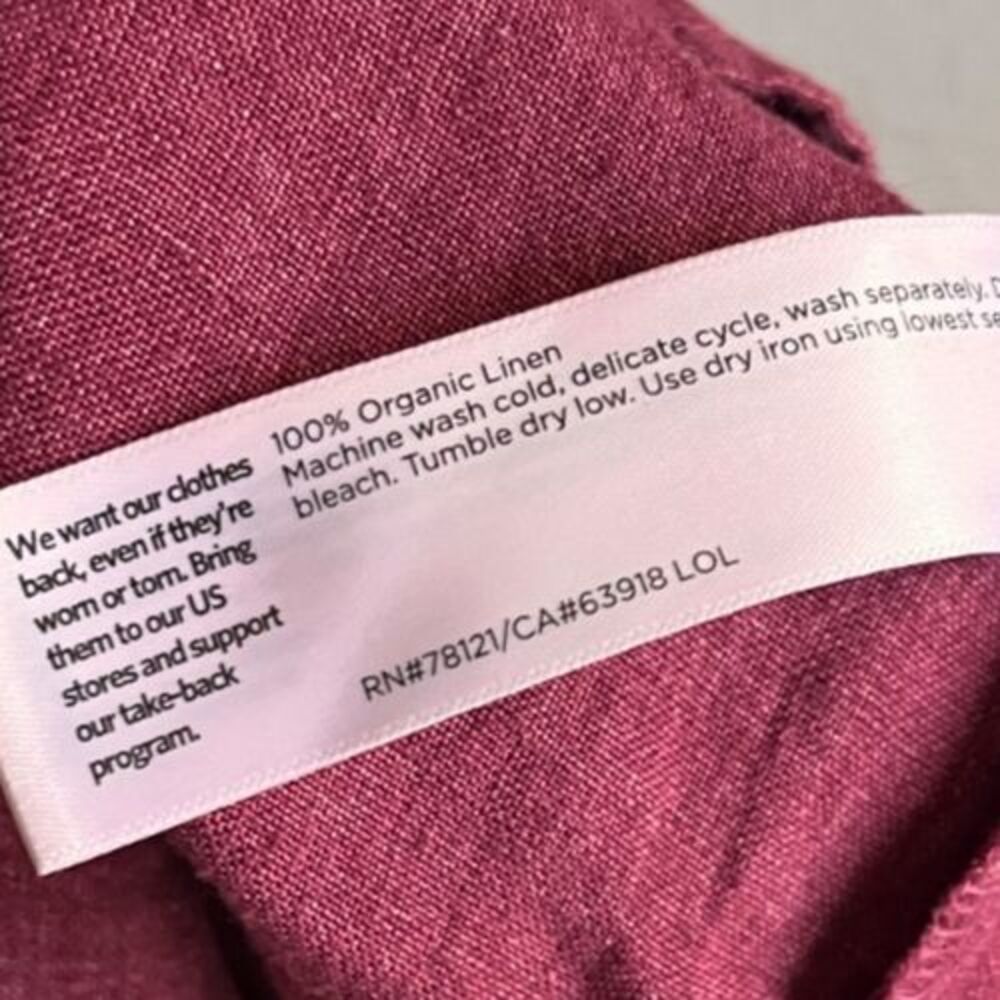 Eileen Fisher Washed Organic Linen Delave Tiered Dress in Berry Size MEDIUM - Picture 5 of 6